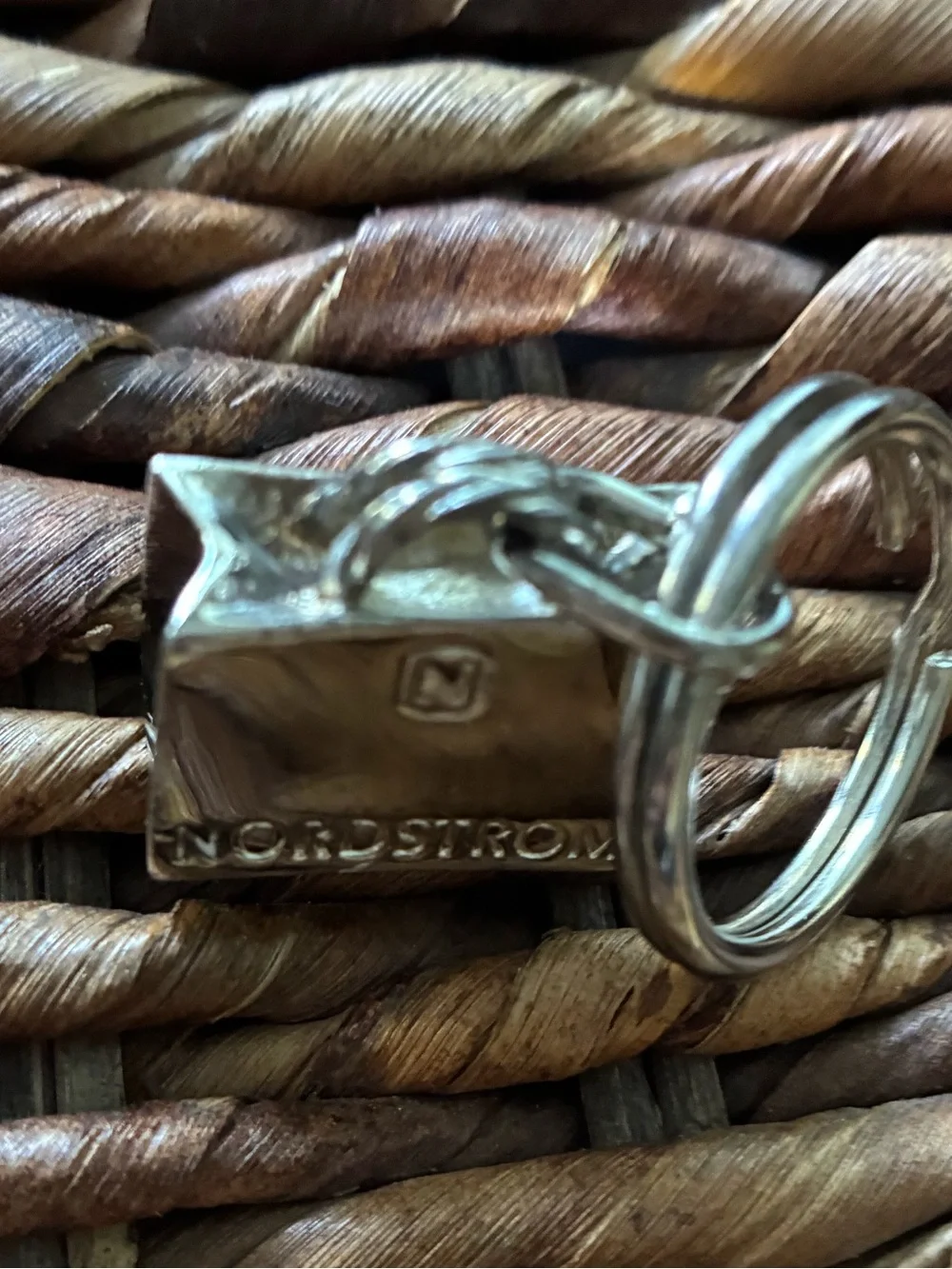 Nordstrom Silver Shopping Bag Key Ring